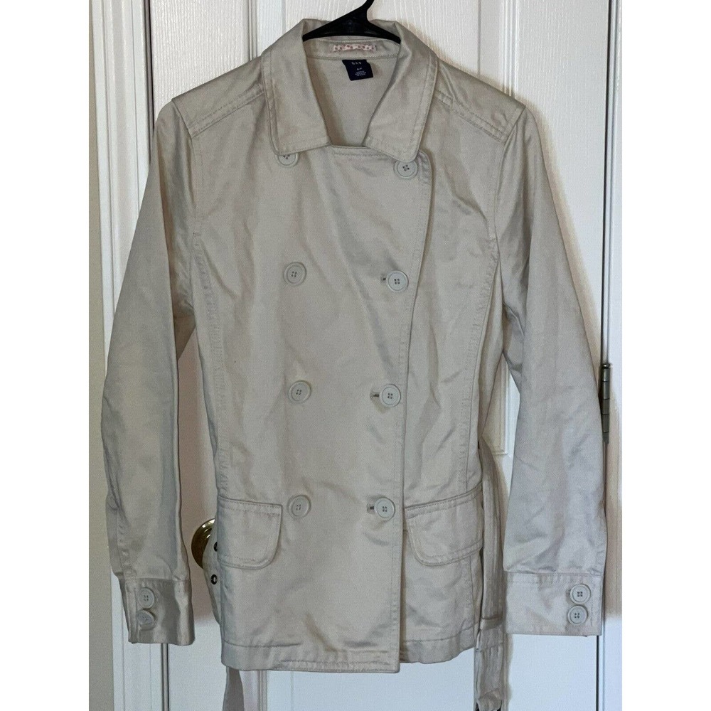 Gap Women’ Double Breasted Button Closure Beige Belted Jacket Small Petite - Picture 4 of 8